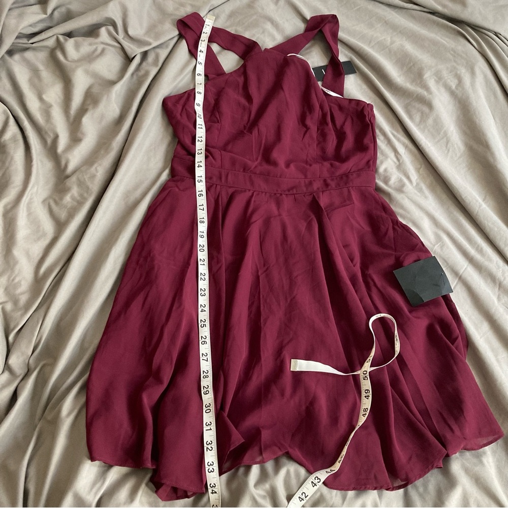 lulus maroon skater halter dress - Picture 4 of 4